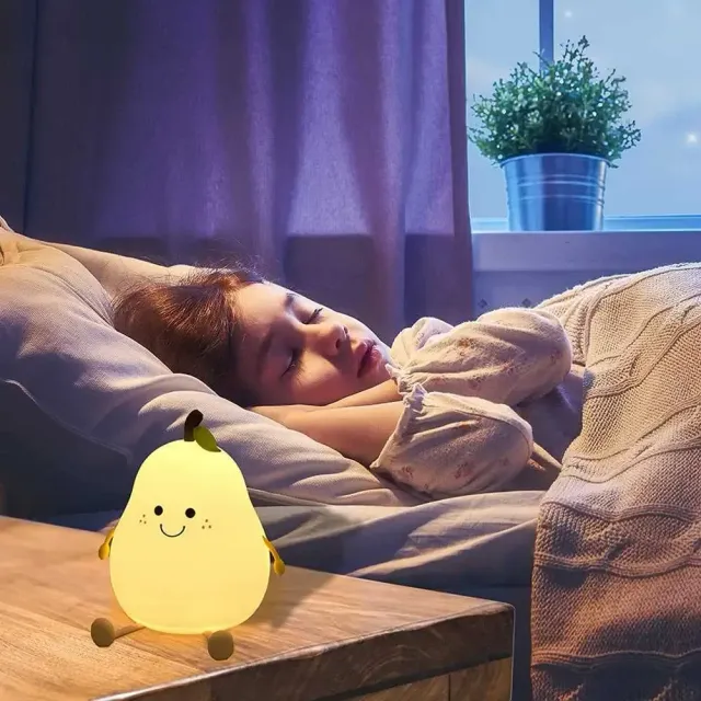 Cute table night light in the shape of a pear with RGB sublight