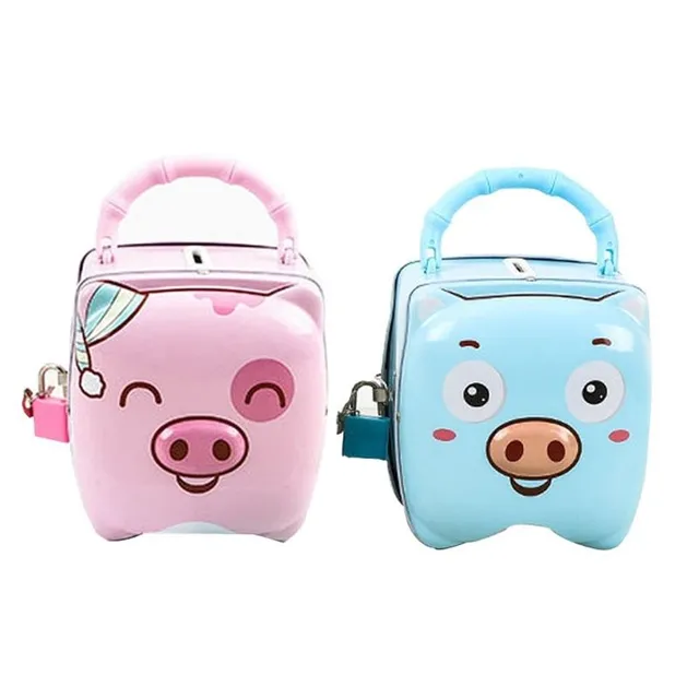Cufărul de economii portabil pentru copii în forma simpatică a unui porcușor