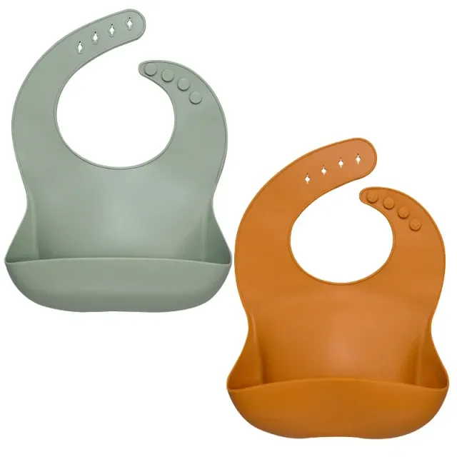 Insoluble modern monocolor silicone bib for toddlers - More Colors