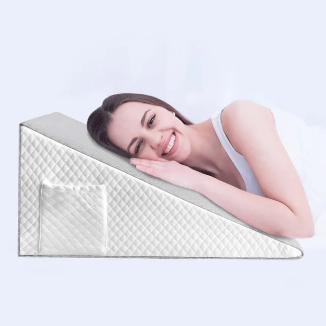 Memory foam wedge for better sleep and health - releases reflux, acid, snoring, pregnancy discomfort and back pain