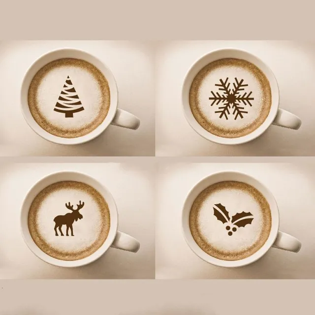 Karácsonyi kávé díszítő stencil 4 db