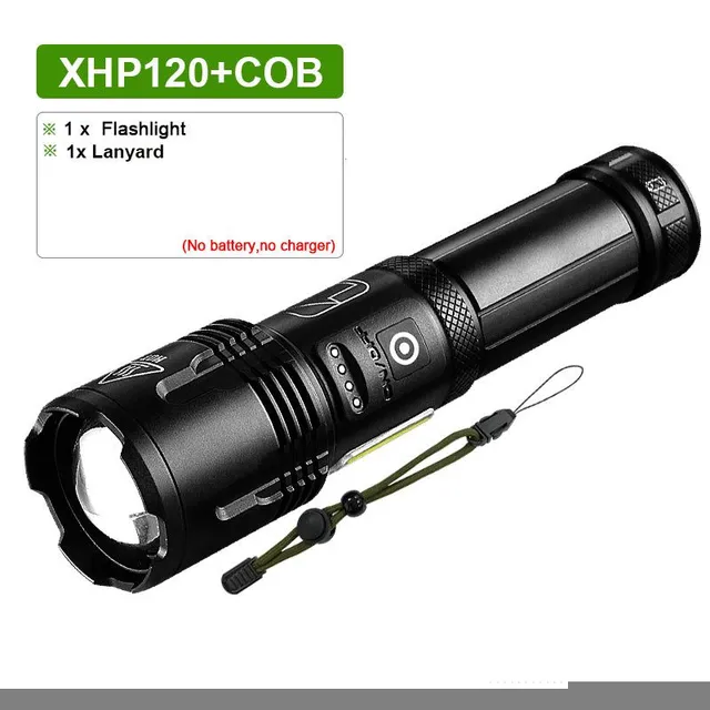 Super XHP120 Výkonná LED svítilna XHP90 Vysoce výkonné světlo Torch