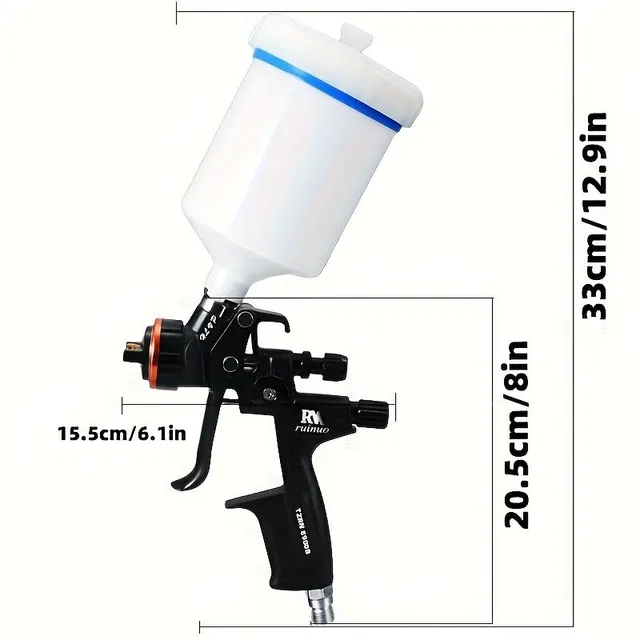 Sprej Pistol HVLP Pneumatický vzduch sprej Pistol so gravitačným sprejom, veľkosť 1.3 Mm 600 CC poháre sprej Pistol s vysokou atomizáciou, nástroj na opravu áut pre squirting