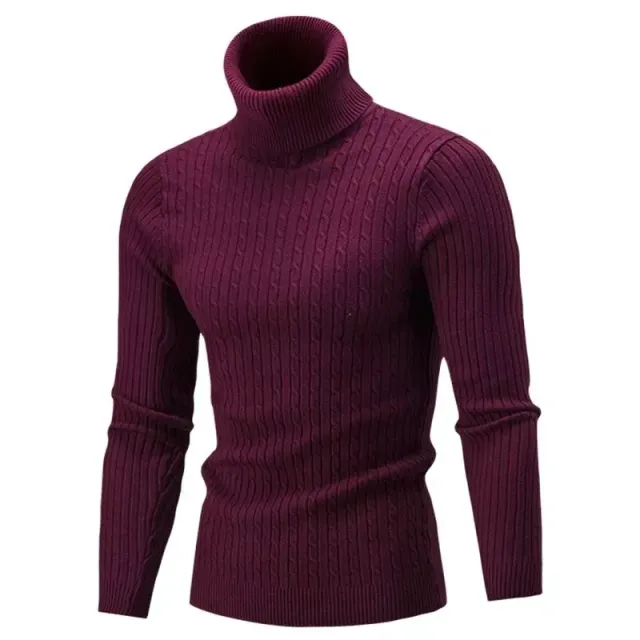 Autumn/Winter men's sweater with high turtleneck, monochrome and long sleeve in three colours