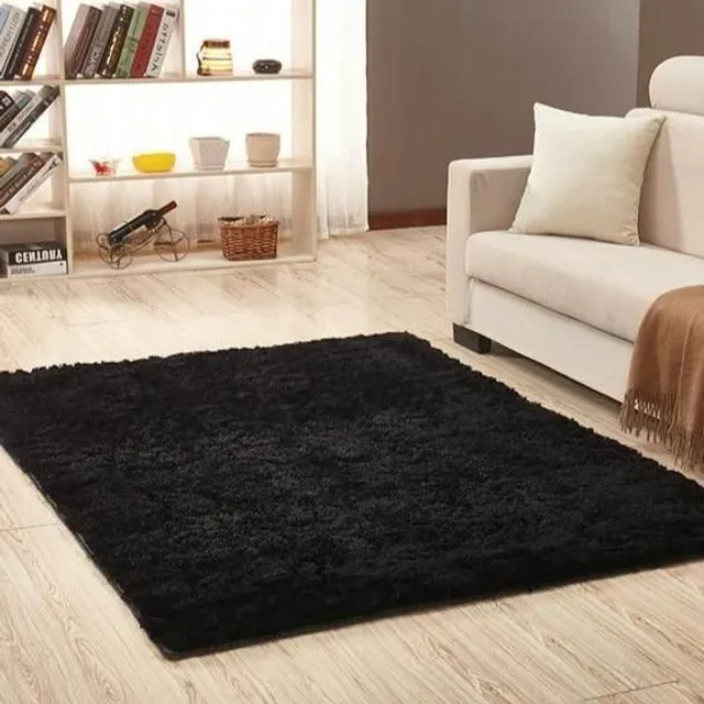 Hairy soft carpet black 40x60cm