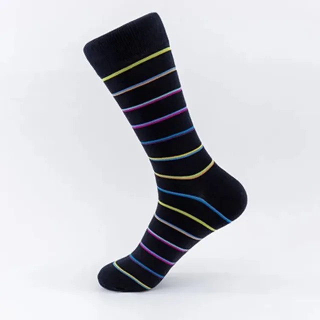 5 pairs of modern high socks with flexible hem with striped design in size 38 - 46