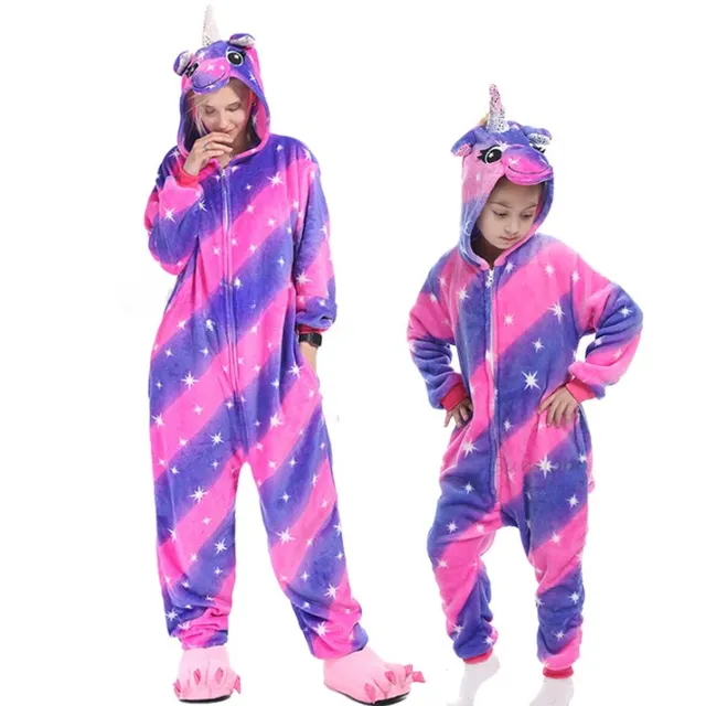 Universal animal jumpsuit for adults purple-starry-sky m