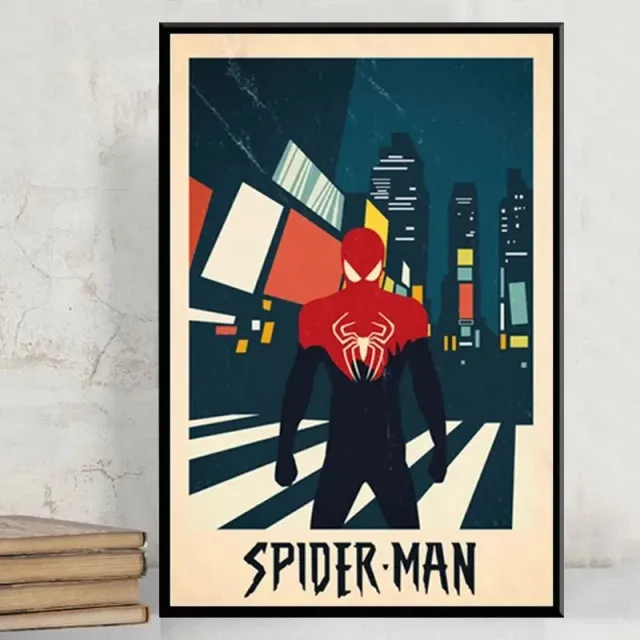 Poster on the wall with superhero motifs Spider-man