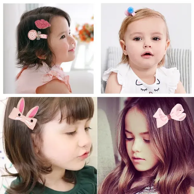 18 accesorii pentru păr pentru copii mici - Agrafe pentru păr cu funde mari și benzi elastice florale