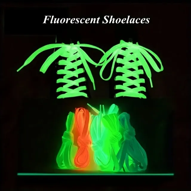 1 pereche de șireturi plate luminescente pentru pantofi de pânză joși, adidași și încălțăminte casual