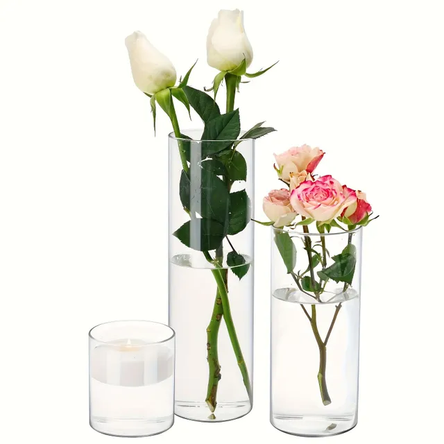 Čistá válcová skleněná váza - velkoobchod, držák na plovoucí svíčky, stolní dekorace, svatby, domácnost
