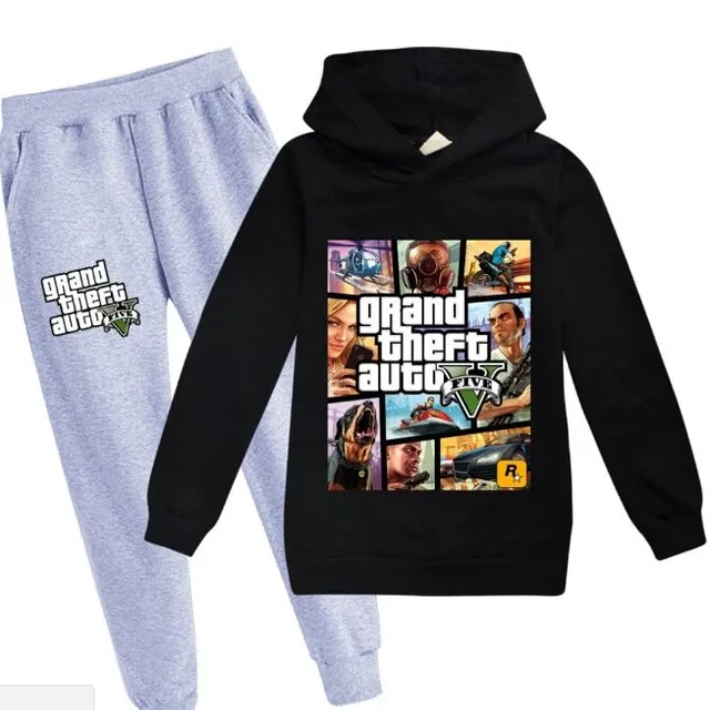 Compleu de trening pentru copii cu imprimeu cool GTA 5 color at picture 16 9-10-let