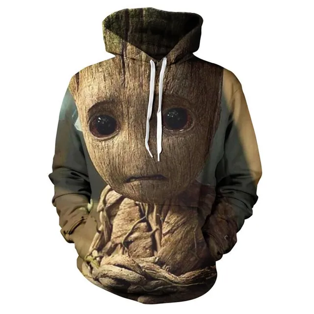 Unisex hoodie with Groot print and hood w 1480 s
