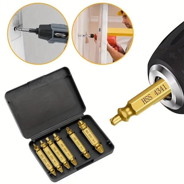 Set of 6 drills for removing damaged screws - Quick and easy removal of damaged, broken and stuck screws