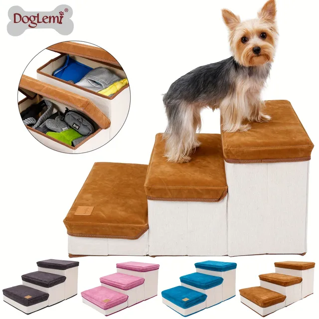 3-stage steps for small dogs: Safe and comfortable access with storage space