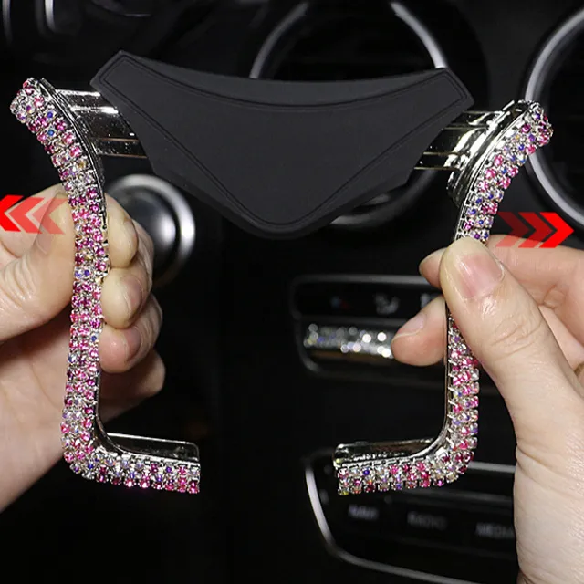 Luxusní univerzální držák mobilních telefonů do auta s krystalovým zdobením