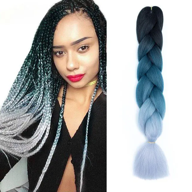 Multicoloured kanekalon hair in braids - multiple colours