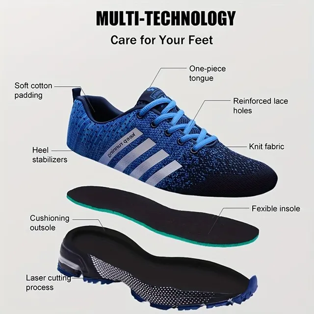 Pánske priedušné priedušné čipkované tenisky v rôznych farbách, ľahké bežecké topánky a vonkajšie aktivity