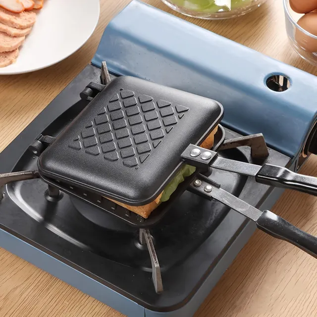 Double-sided non-stick sandwich maker 3v1 (14.99 x 13.49 cm) - Gas stove, panini, waffles