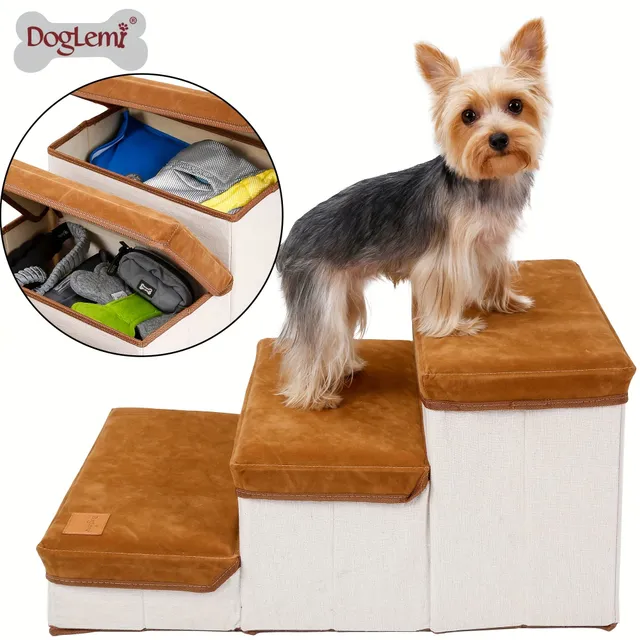 3-stage steps for small dogs: Safe and comfortable access with storage space