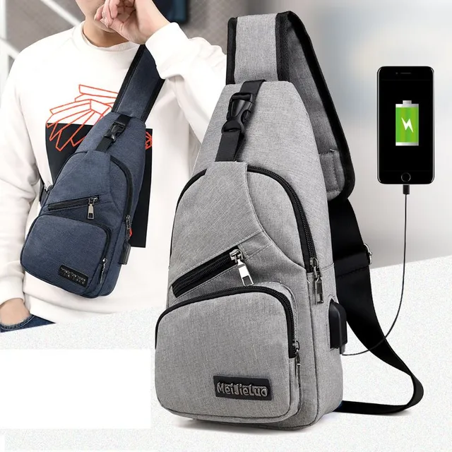 Men's shoulder bag with USB port - 3 colours