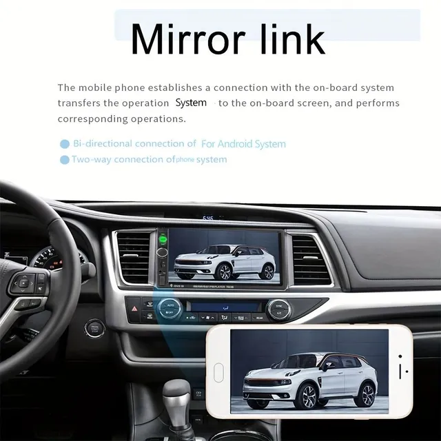 Automobilový multimediální přehrávač 1080P Full HD s FM rádiem, zrcadlením telefonu, podporou couvací kamery, dálkovým ovládáním a AUX audio.
