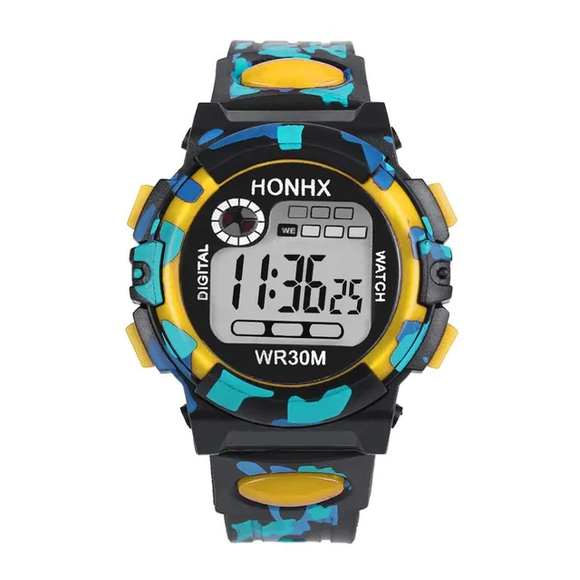 Boys sports waterproof watch Camouflage yellow