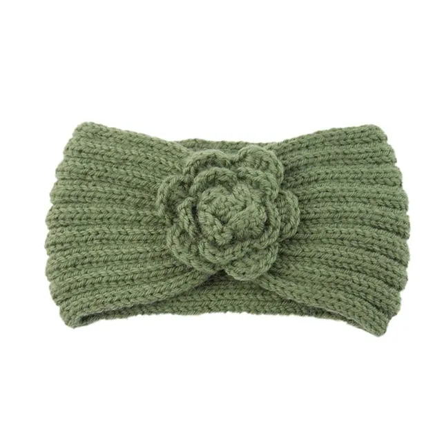 Women's winter knitted headband with flower