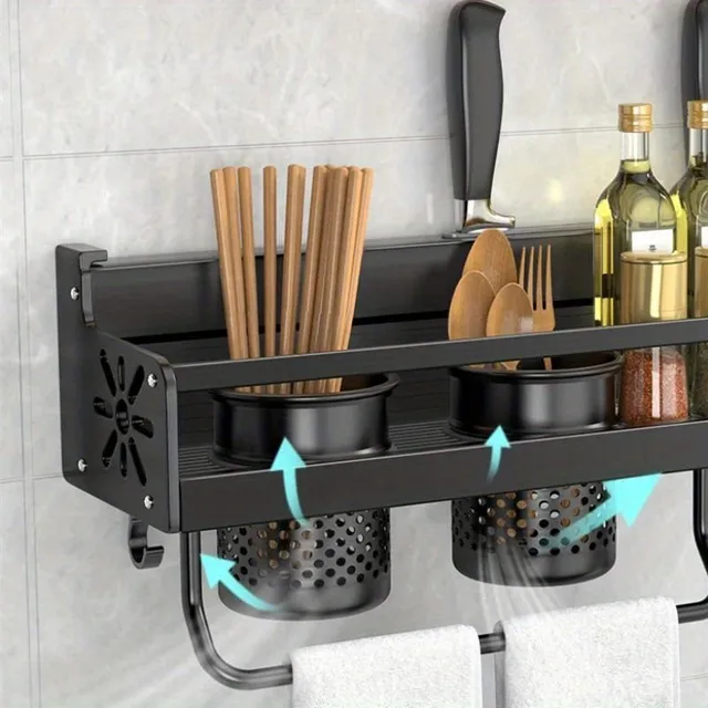 Practical wall rack for spices with hooks for your kitchen utensils and utensils