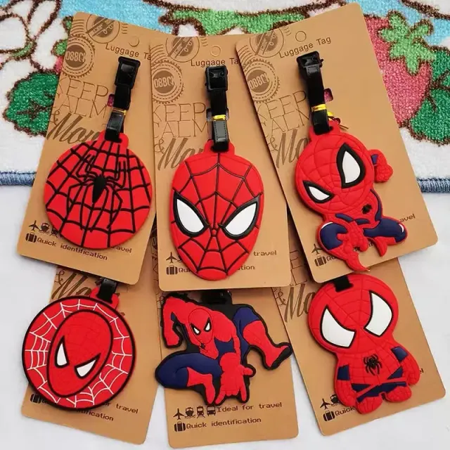 Trendy luggage tag in the shape of the popular superhero Spider-man