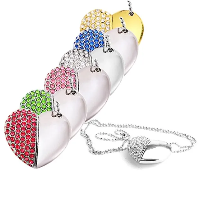 USB flash drive heart with rhinestones