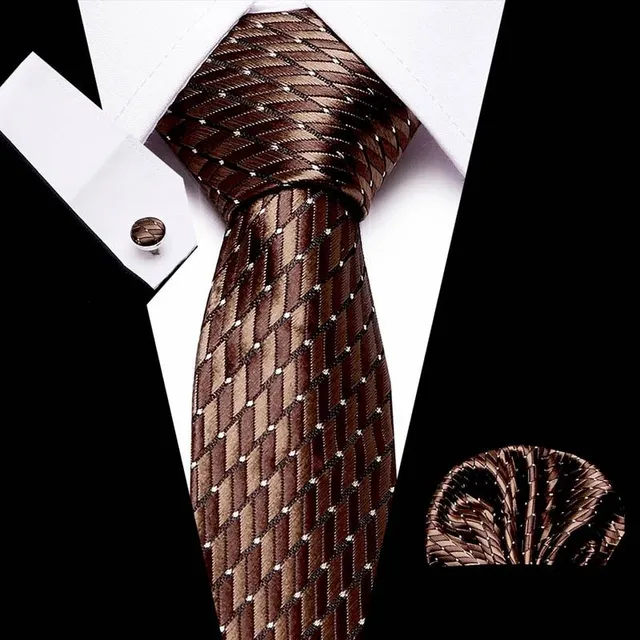 Férfi üzleti készlet divatos minta - nyakkendő, zsebkendő és mandzsetta