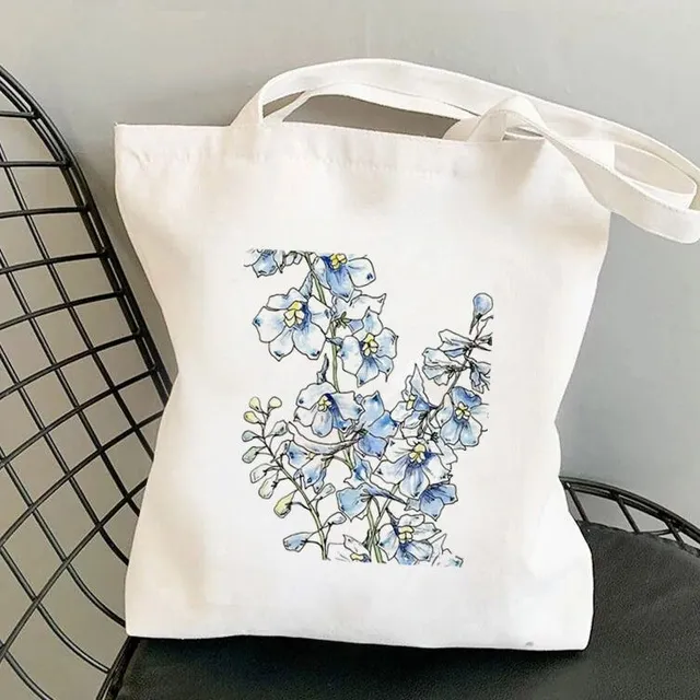 Luxury canvas bag in trendy white with cheerful spring print - more variants Bevan