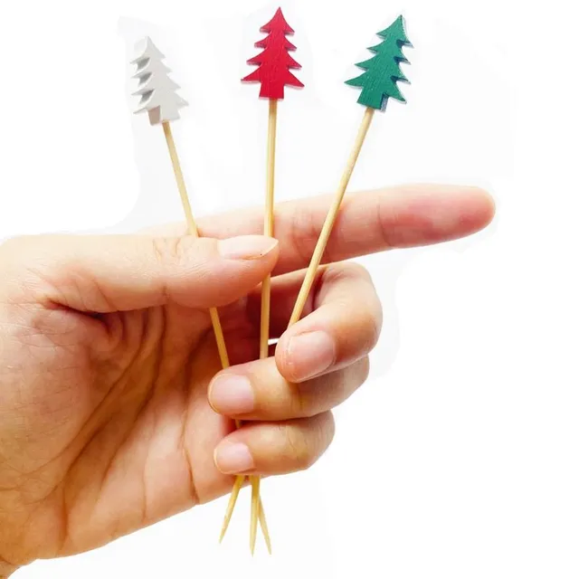 Stitching decorative toothpicks with tree shape decoration - set 100 pcs