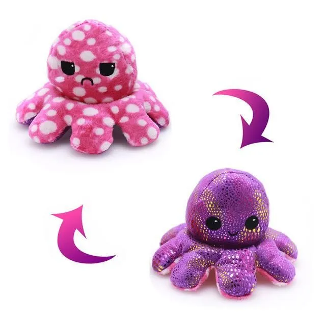 Reversible plush octopus in several variants