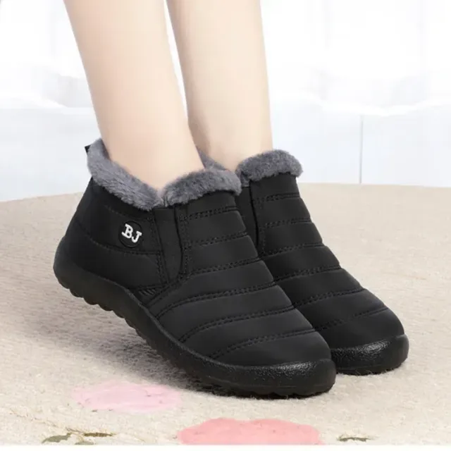 Women's winter boots - short waterproof snow boots with fur