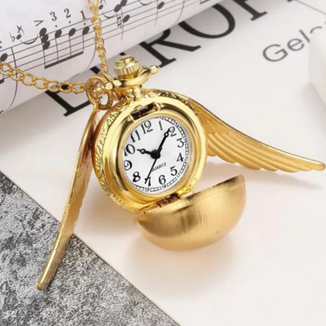 Unisex kieszonkowy zegar analogowy w kształcie ulubionej złotej
