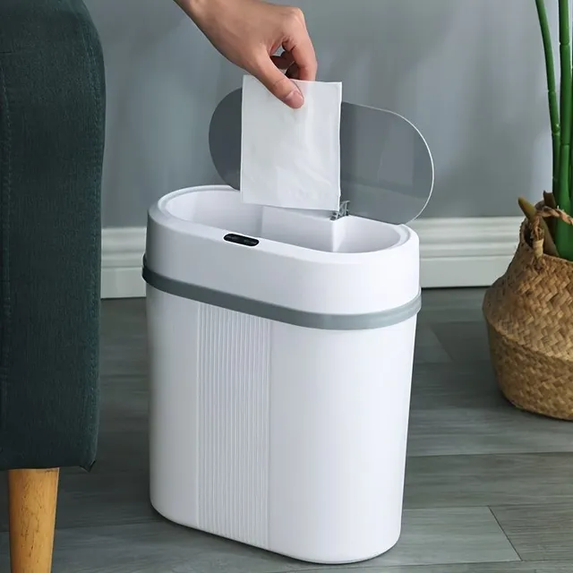 Poubelle intelligente à détection sans contact pour salle de bain, électrique, étanche, étroite