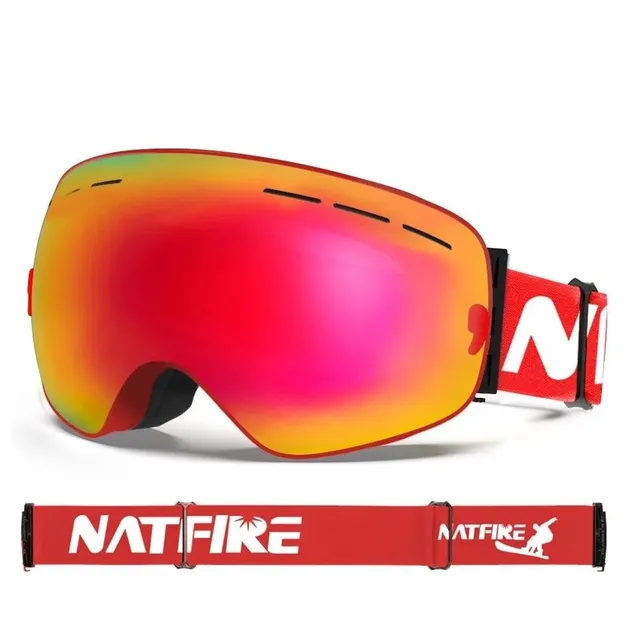 Lunettes de ski avec effet miroir - Lunettes de ski et snowboard avec protection UV400, lunettes de ski compatibles avec le casque anti-buée 17,8 x 9,8 cm