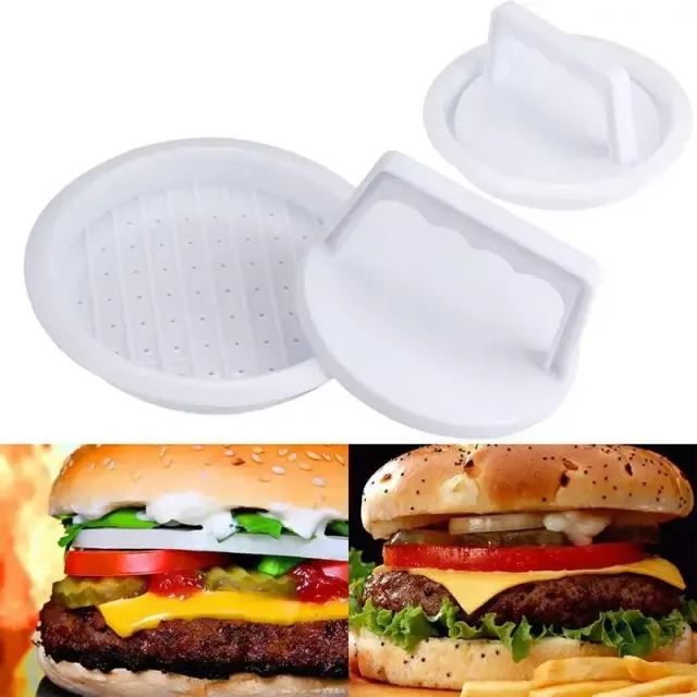 Burger press and burger forks with non-sticky surface