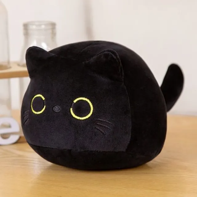 Plyšová mačka Kawaii v čiernej farbe