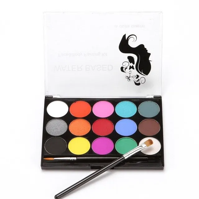 Large palette of 15 colours for face and body