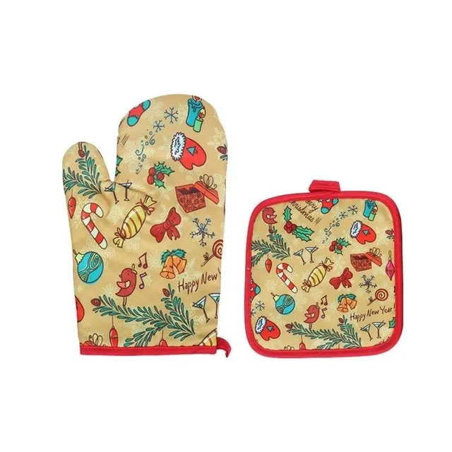 Christmas kitchen mitt with mat