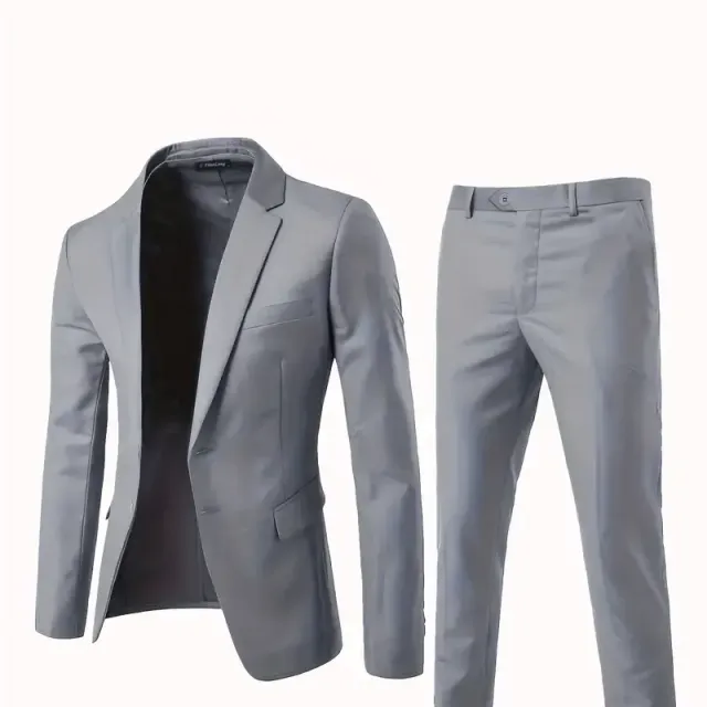 Men's two-piece suit single-row, elegant and casual, ideal for business meetings