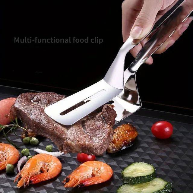 Spatule en acier inoxydable polyvalente avec pince en inox - idéale pour le poisson et le steak