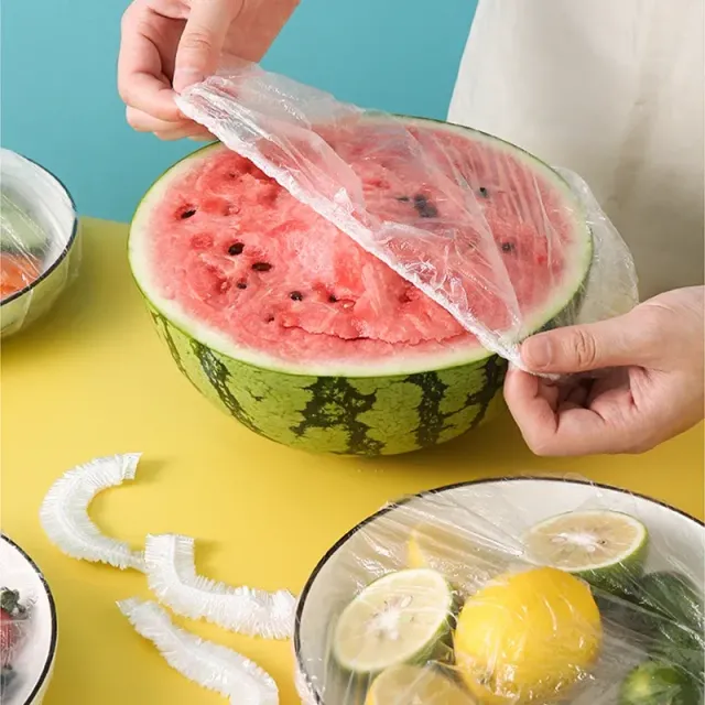 Disposable elastic lids for food - fruit bowl foil, kitchen food storage, fresh