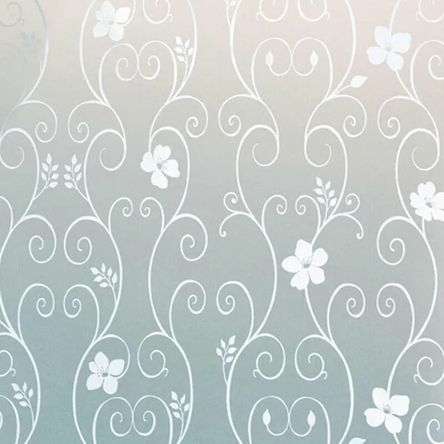 Self-adhesive protective window foil with floral pattern