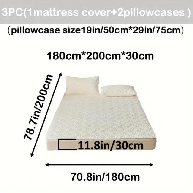 Waterproof mattress with ultrasound technology, uniform colour, washable, antibacterial, anti-spinning, soft and comfortable