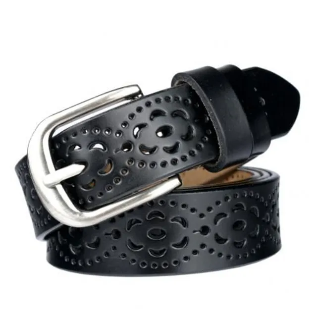 Women's leather belt with design details