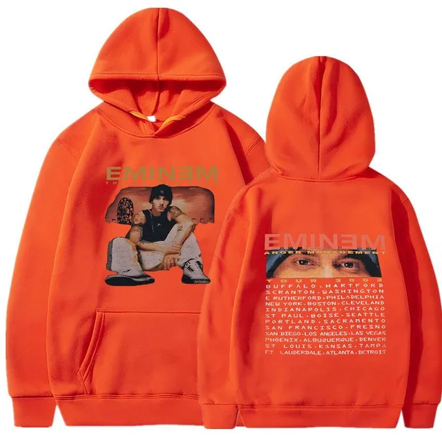 Trends sweatshirt with kangaroo and hood with print of known rapper EMINEM